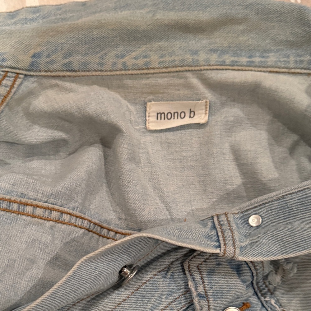 Oversized Light Blue Distressed Light Weight Denim Jacket - Picture 4 of 4